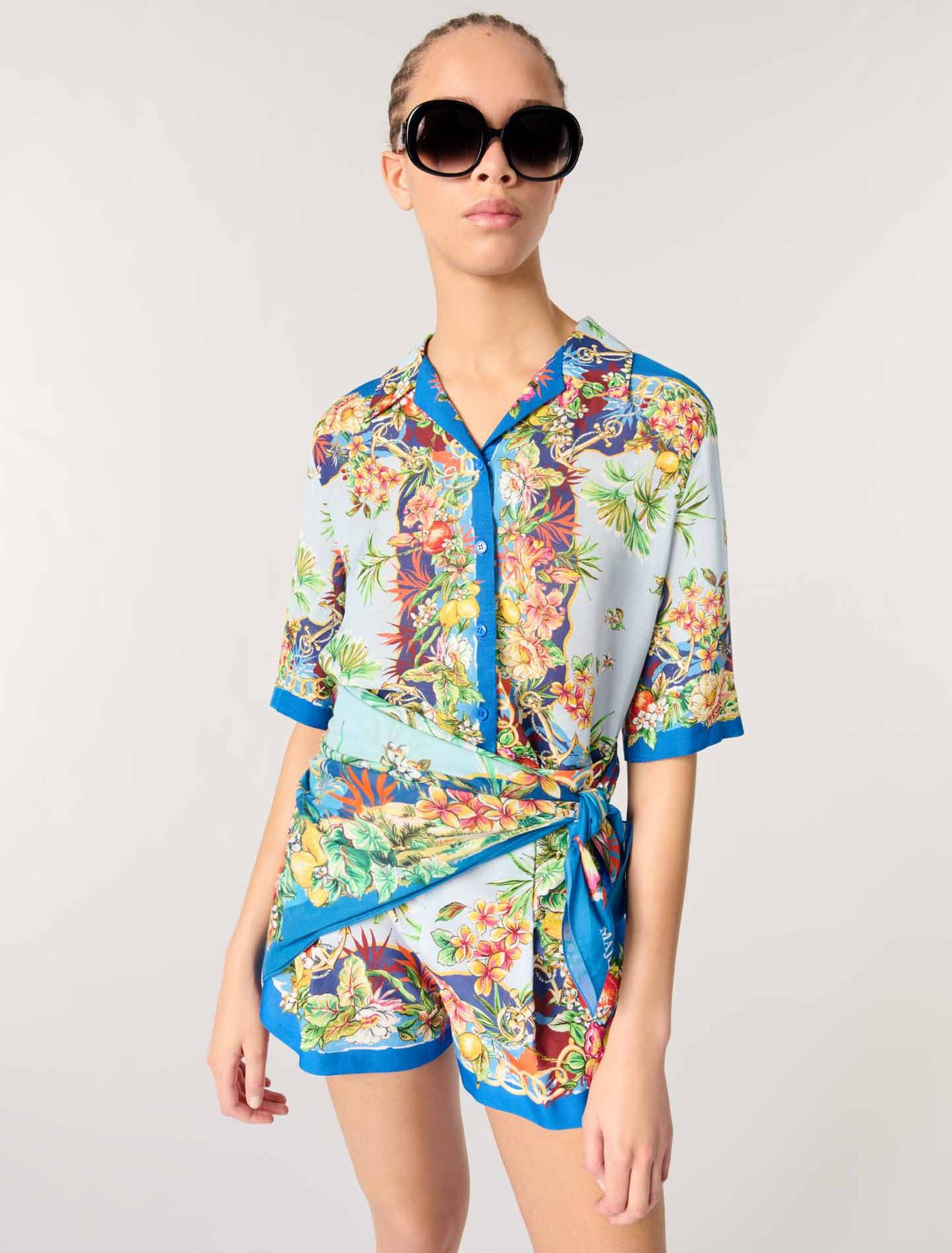 Multicolor floral print-Patterned shorts