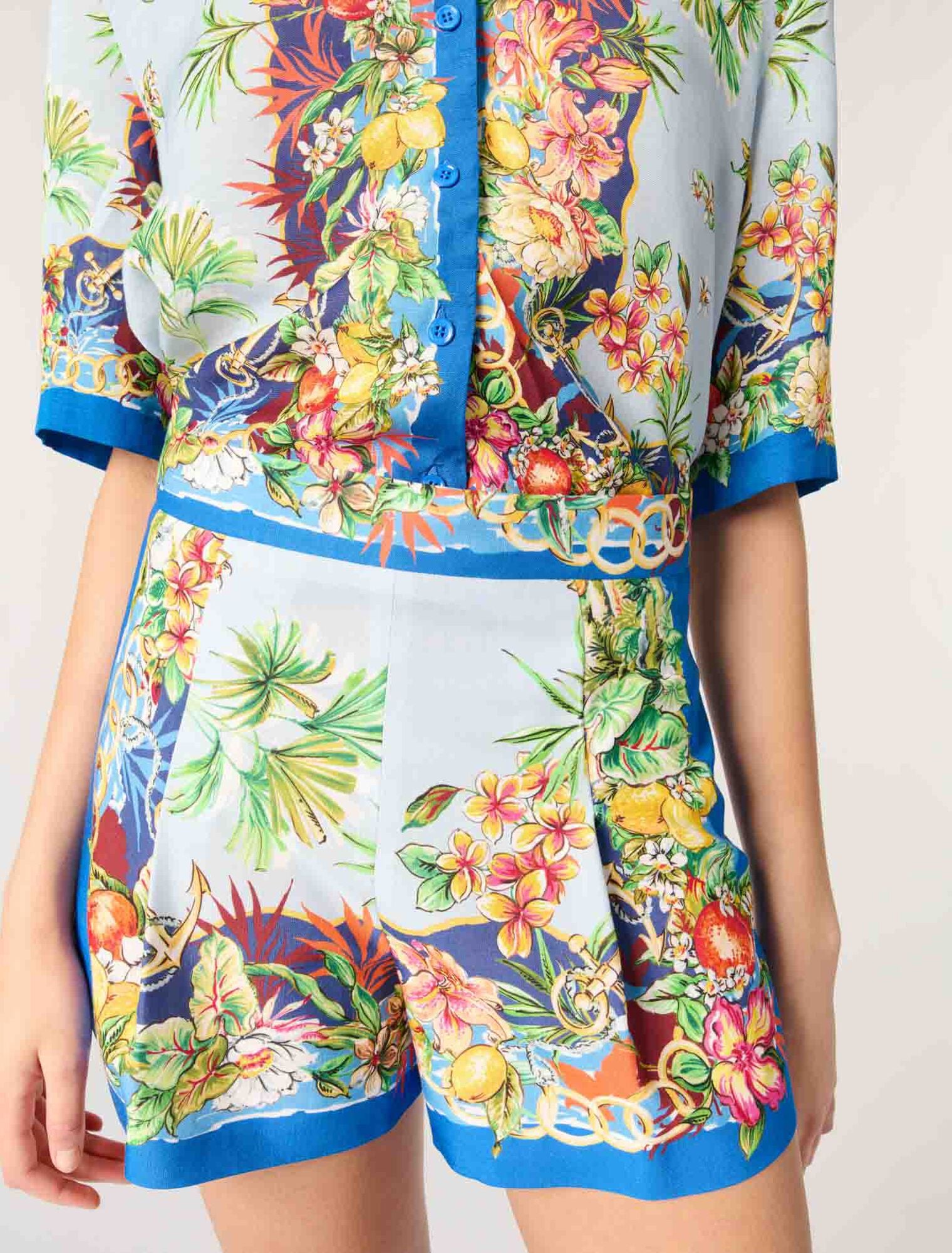 Multicolor floral print-Patterned shorts