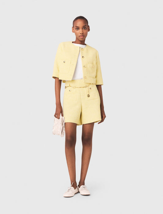 شورت تويد باللون الأصفر