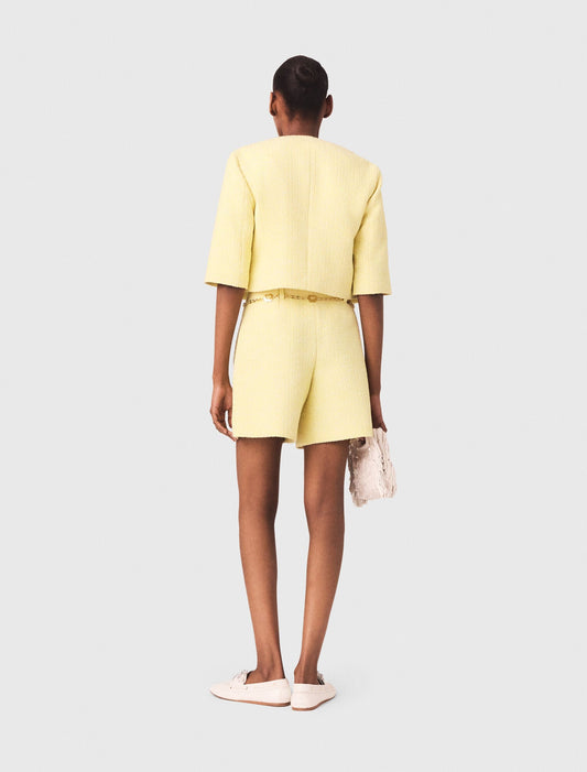 شورت تويد باللون الأصفر