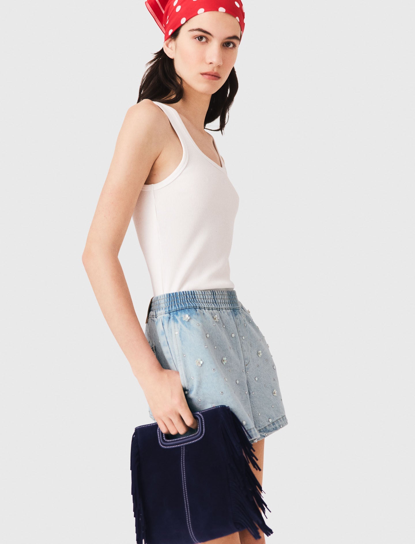 Floral denim shorts Blue