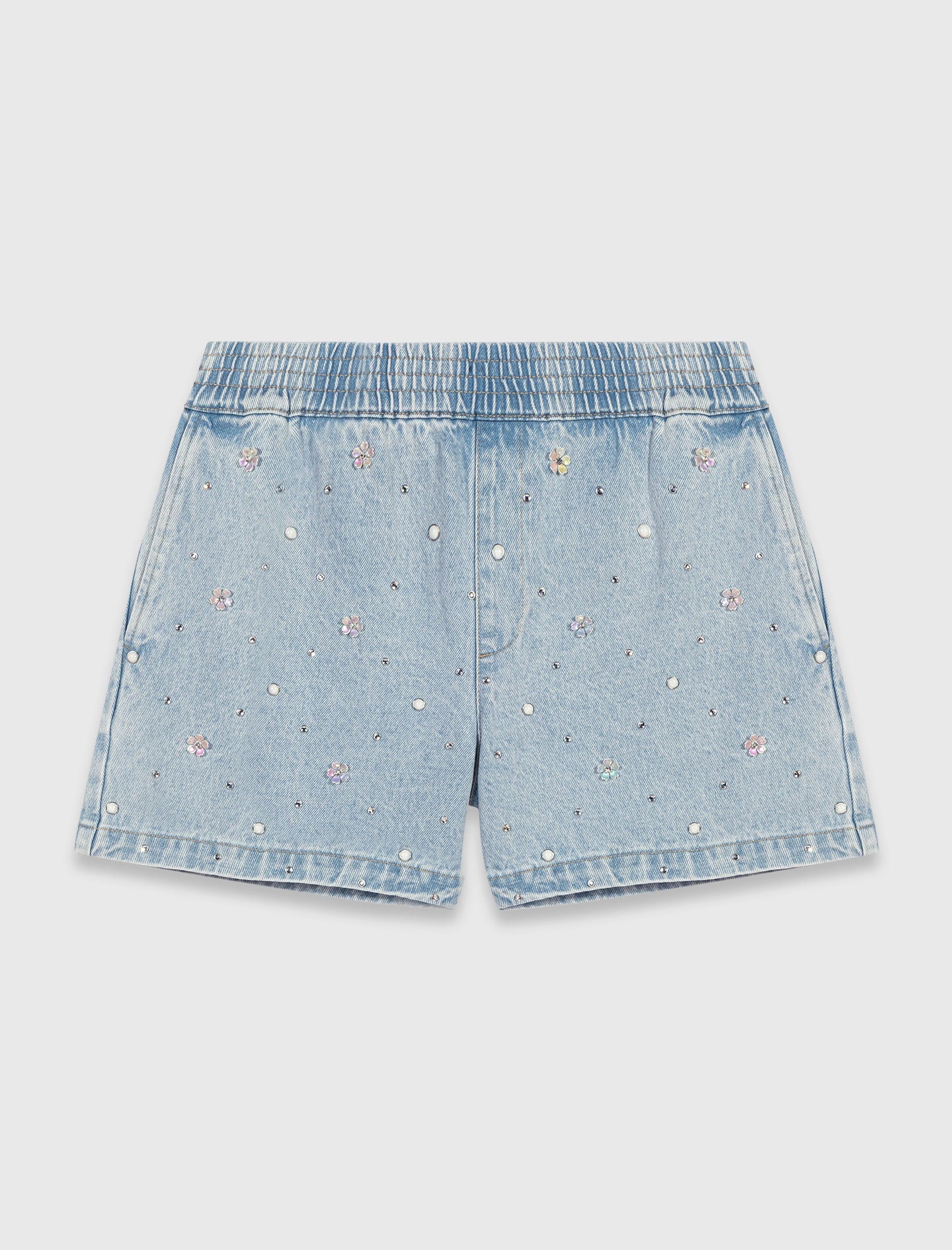 Floral denim shorts Blue