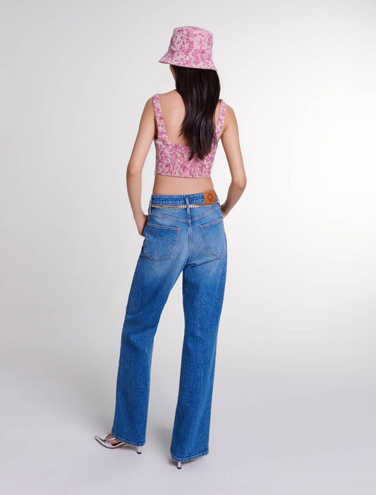 Pink toile de jouy  -Toile de Jouy crop top
