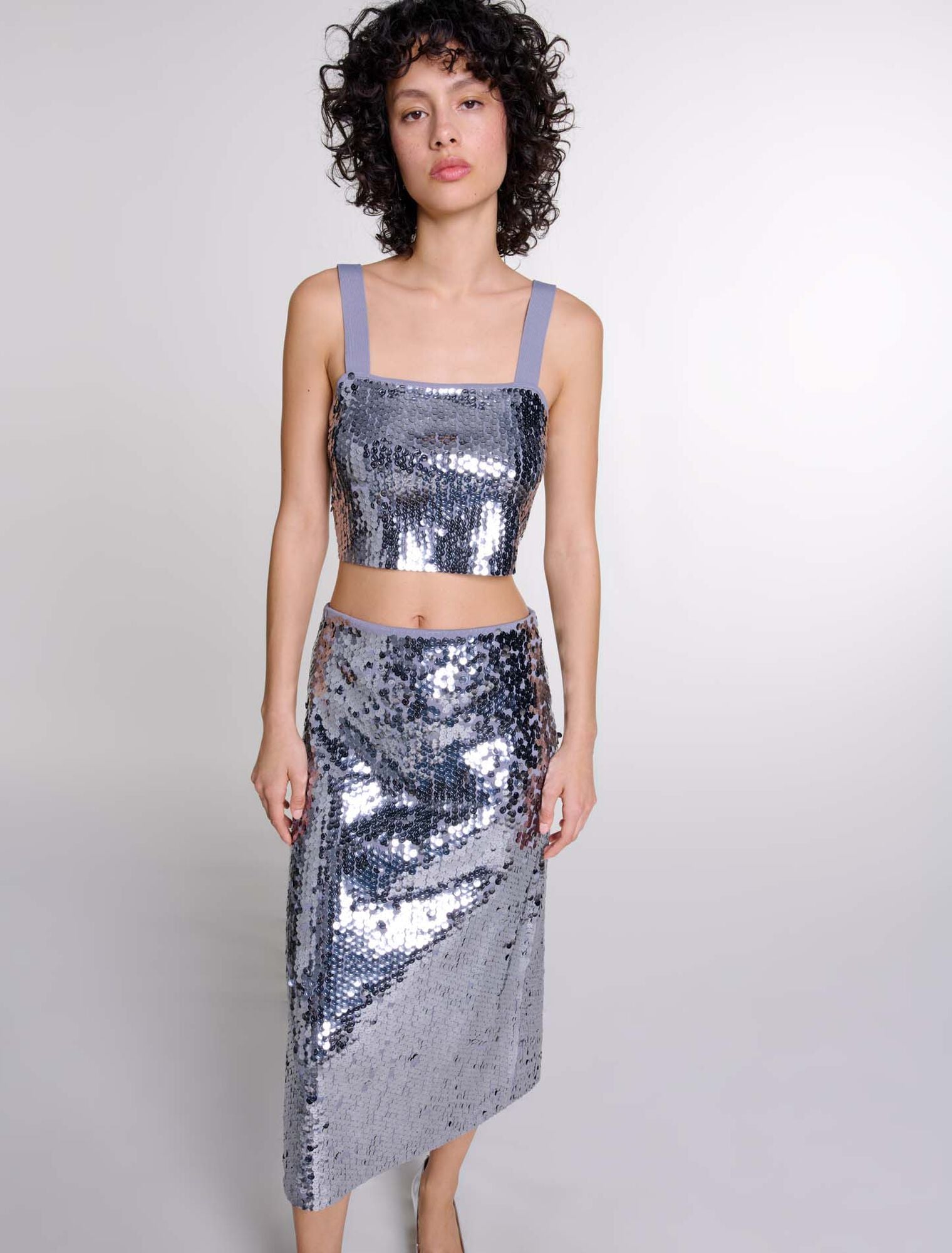 Grey   Sequinned knit top