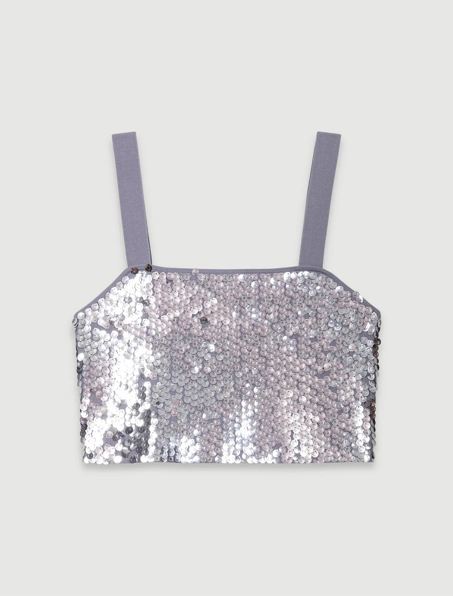 Grey   Sequinned knit top