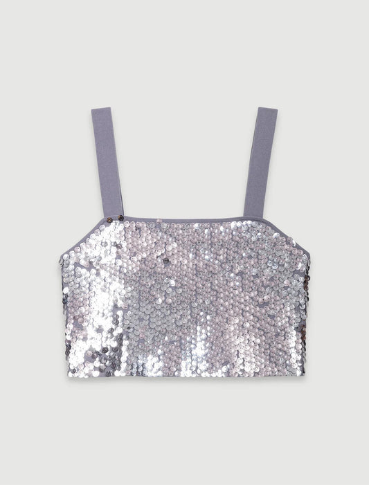 Grey   Sequinned knit top