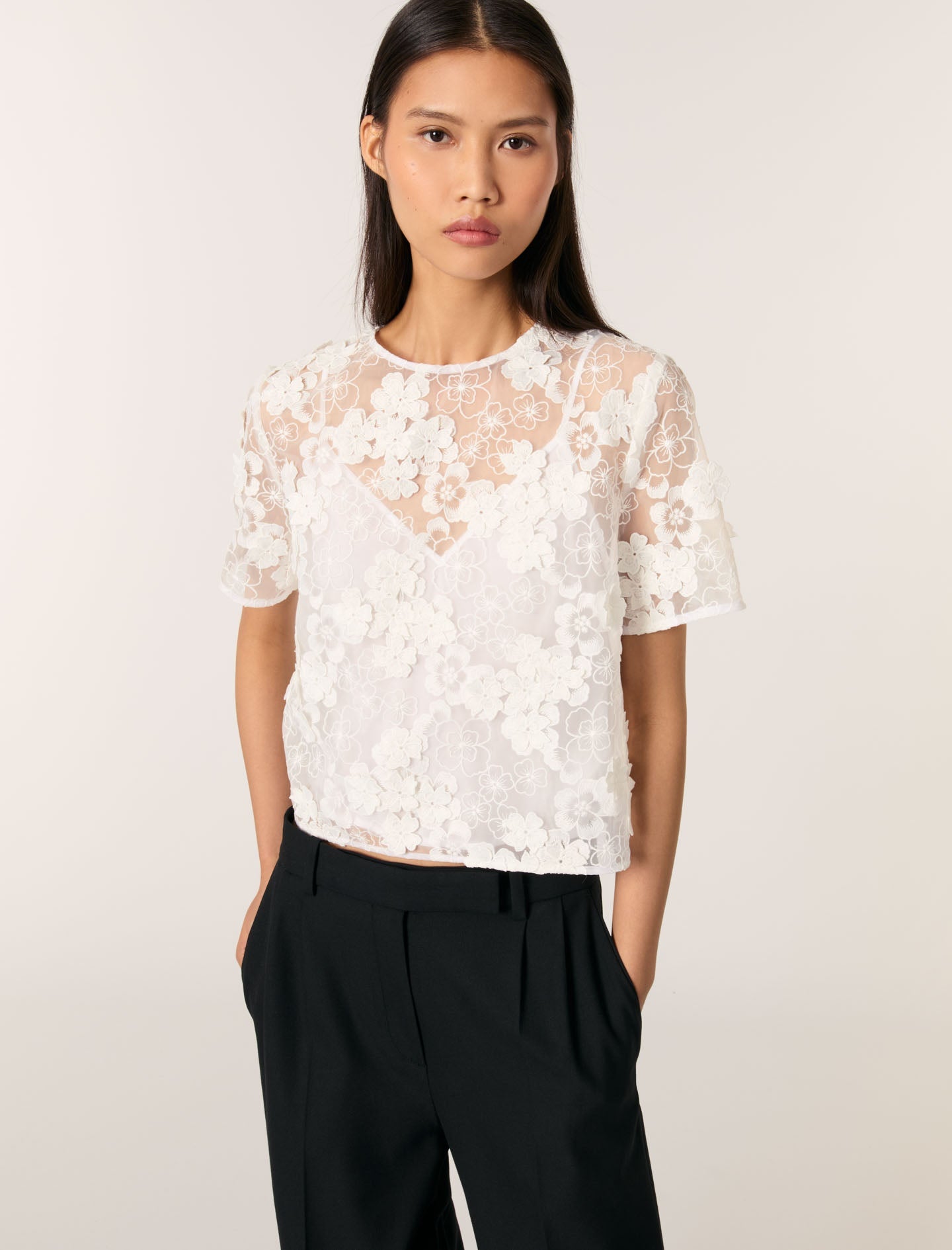 White Floral Lace T-shirt