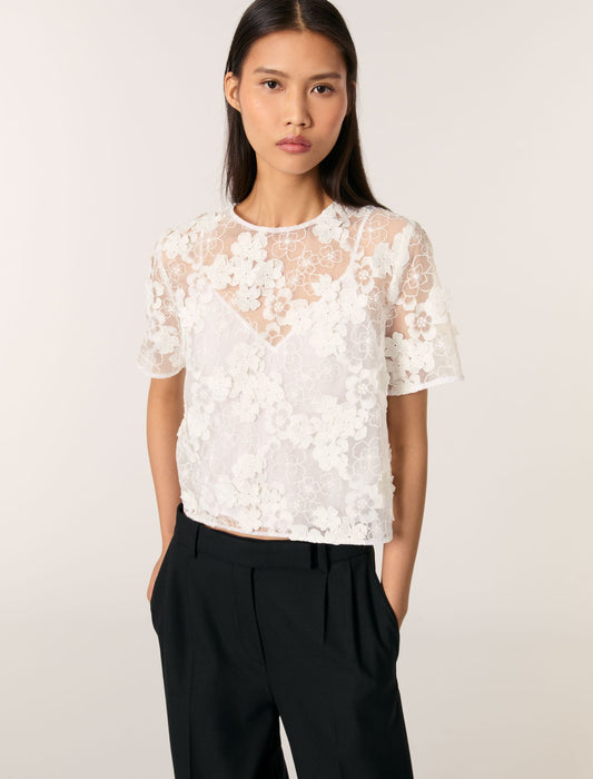 White Floral Lace T-shirt