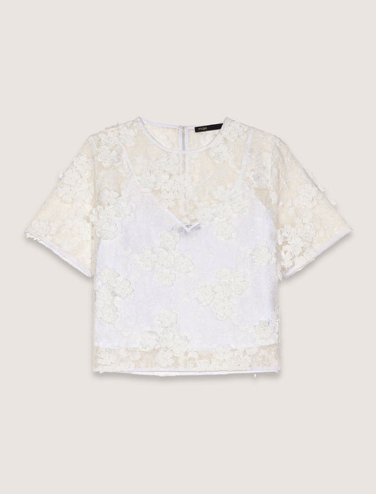 White Floral Lace T-shirt