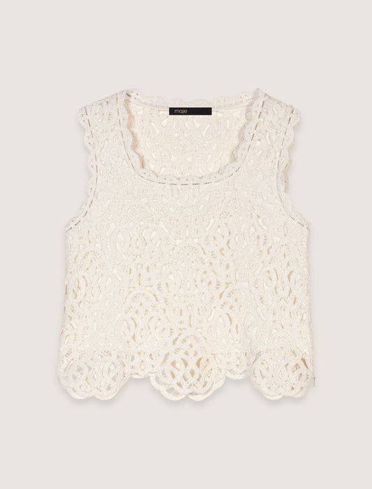 Ecru-Crochet-knit top