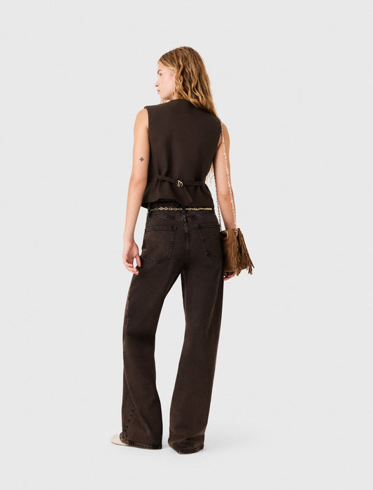 Rhinestone Tailored Jacket Brown