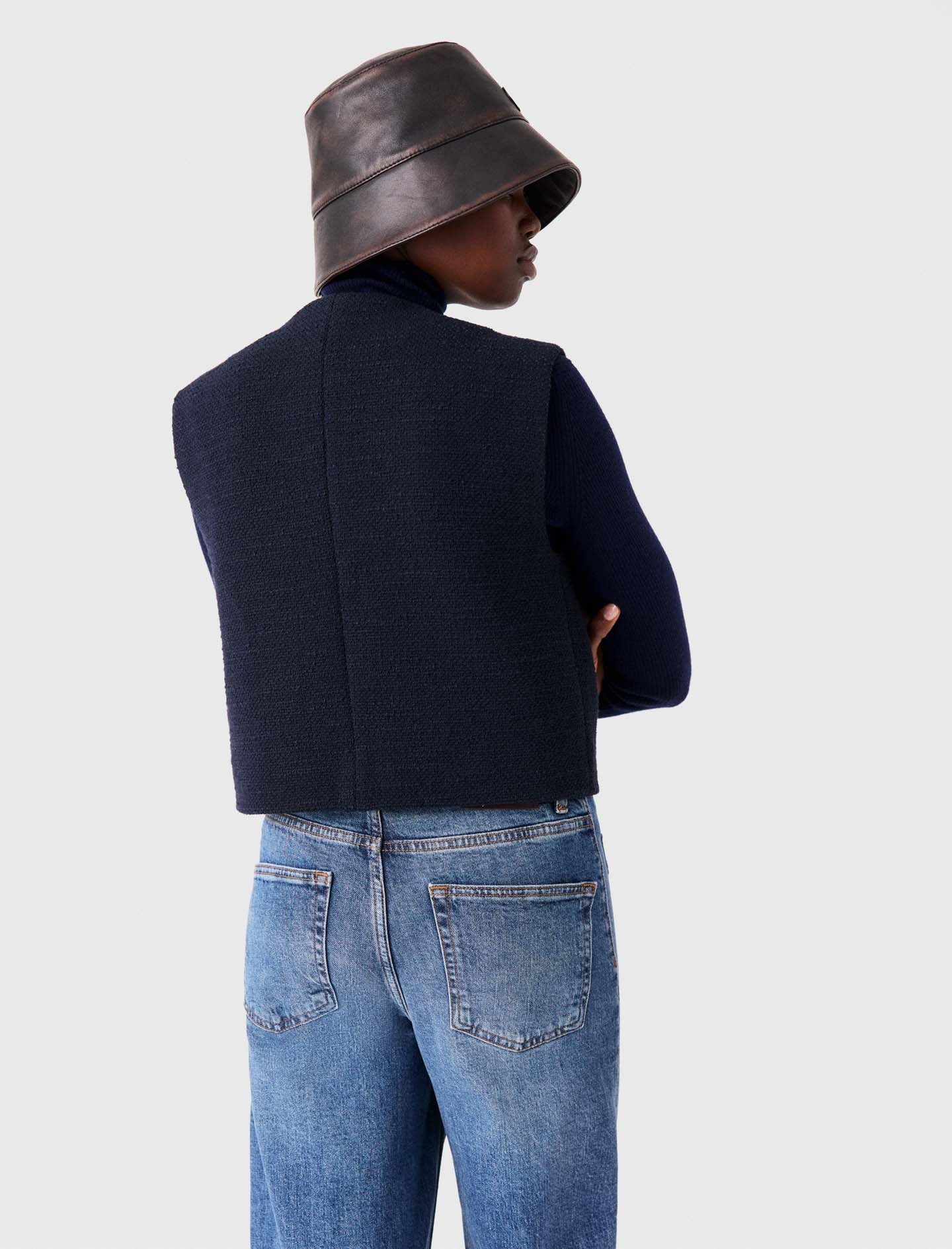 Sleeveless tweed jacket Navy