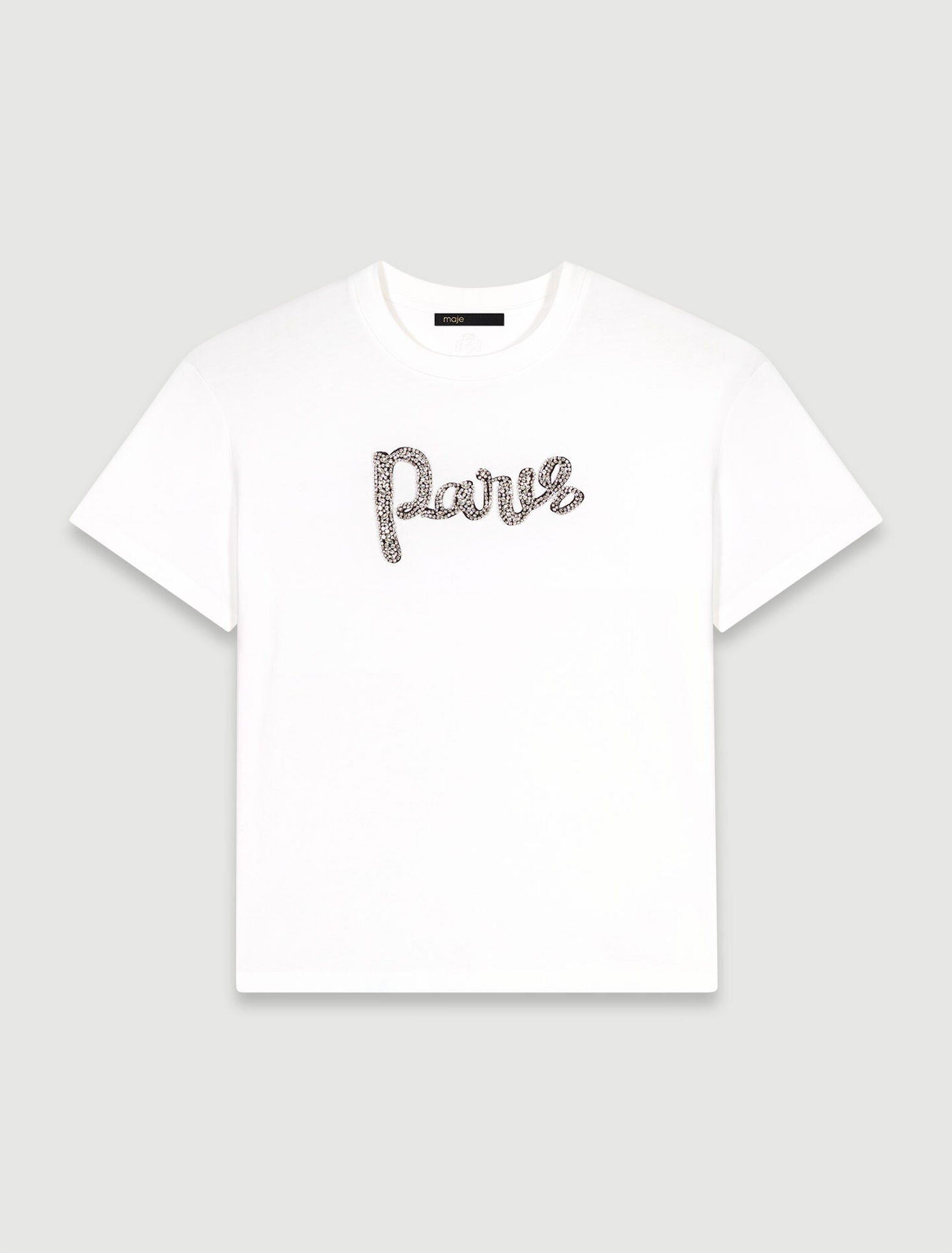 White  -"Paris" diamanté T-shirt