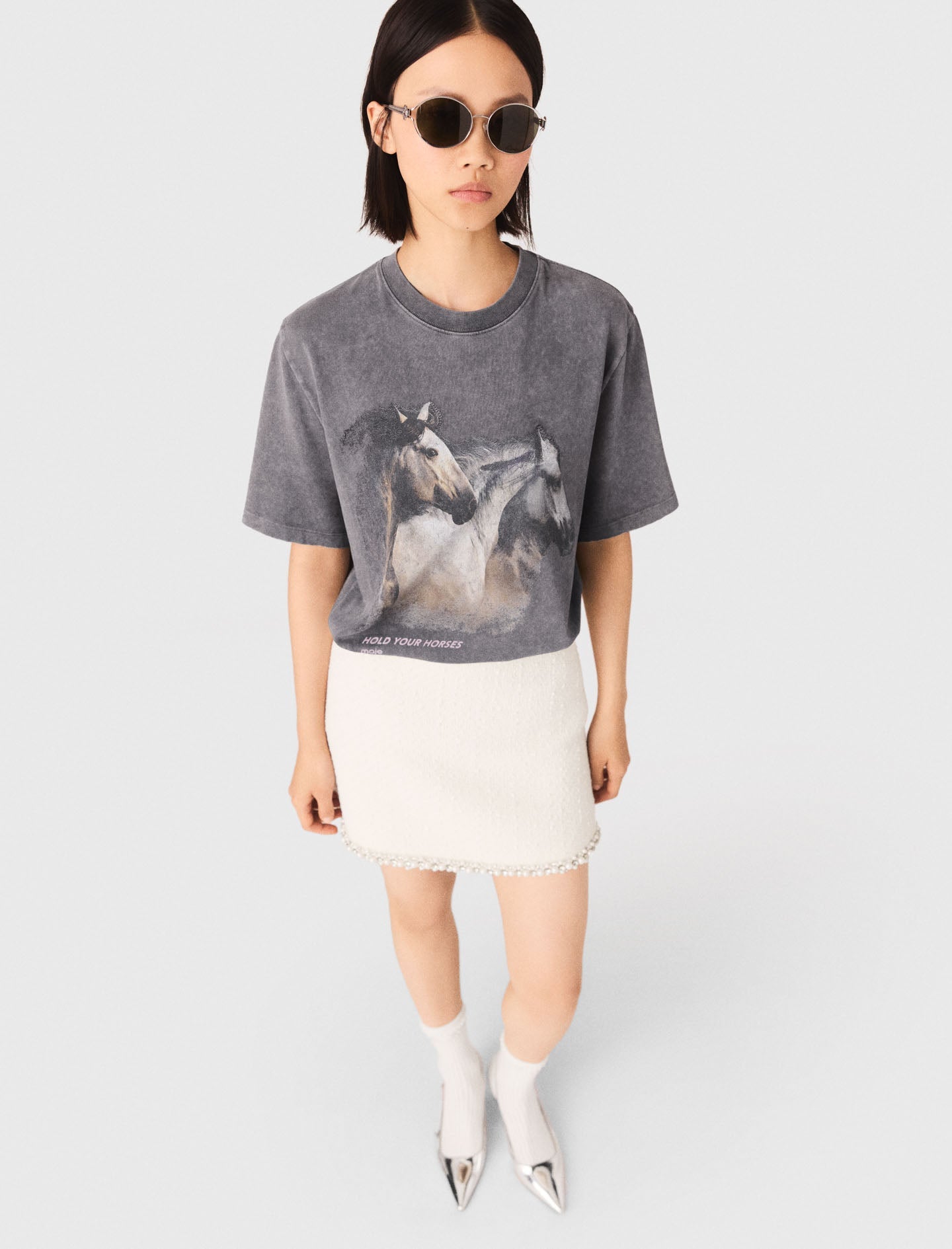 Horse Print T-Shirt Grey