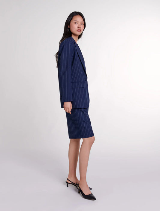 Navy Tennis Stripe  -Striped suit jacket