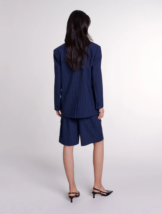 Navy Tennis Stripe  -Striped suit jacket