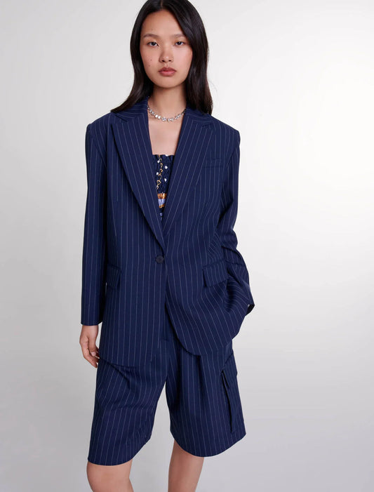Navy Tennis Stripe  -Striped suit jacket