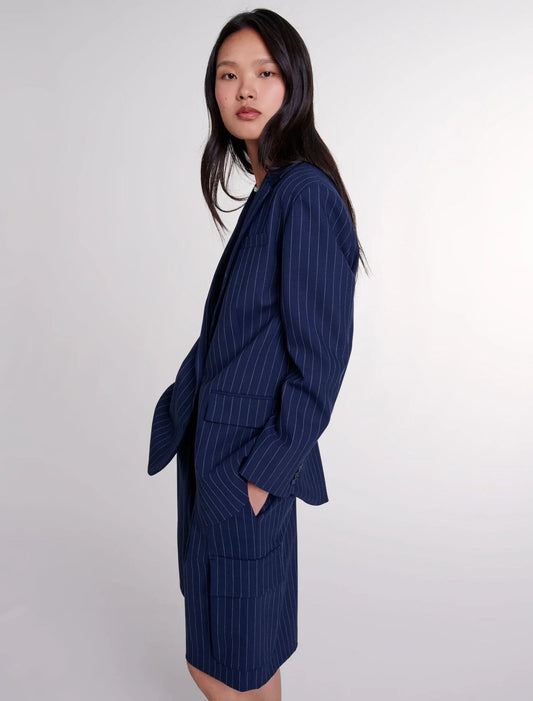 Navy Tennis Stripe  -Striped suit jacket