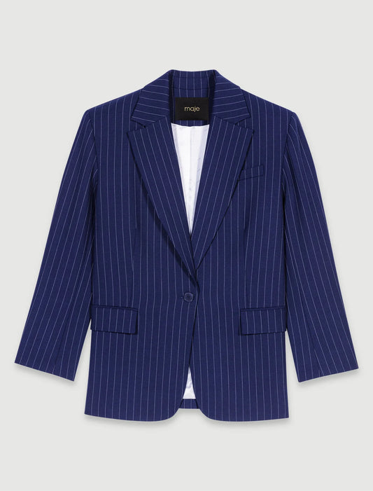 Navy Tennis Stripe  -Striped suit jacket