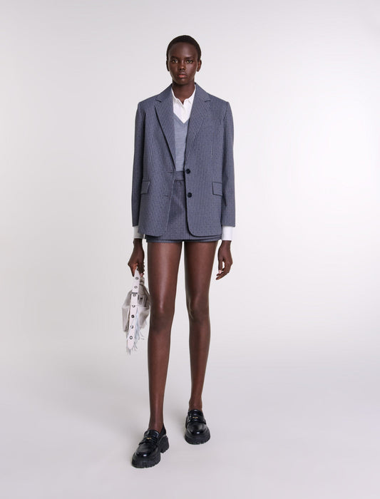 Grey Rhinestone  Tennis Stripe featured-Rhinestone suit jacket