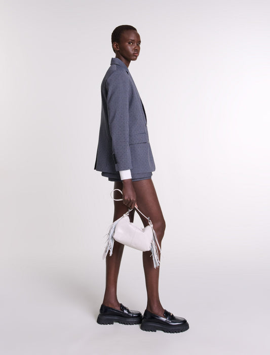 Grey Rhinestone  Tennis Stripe  -Rhinestone suit jacket