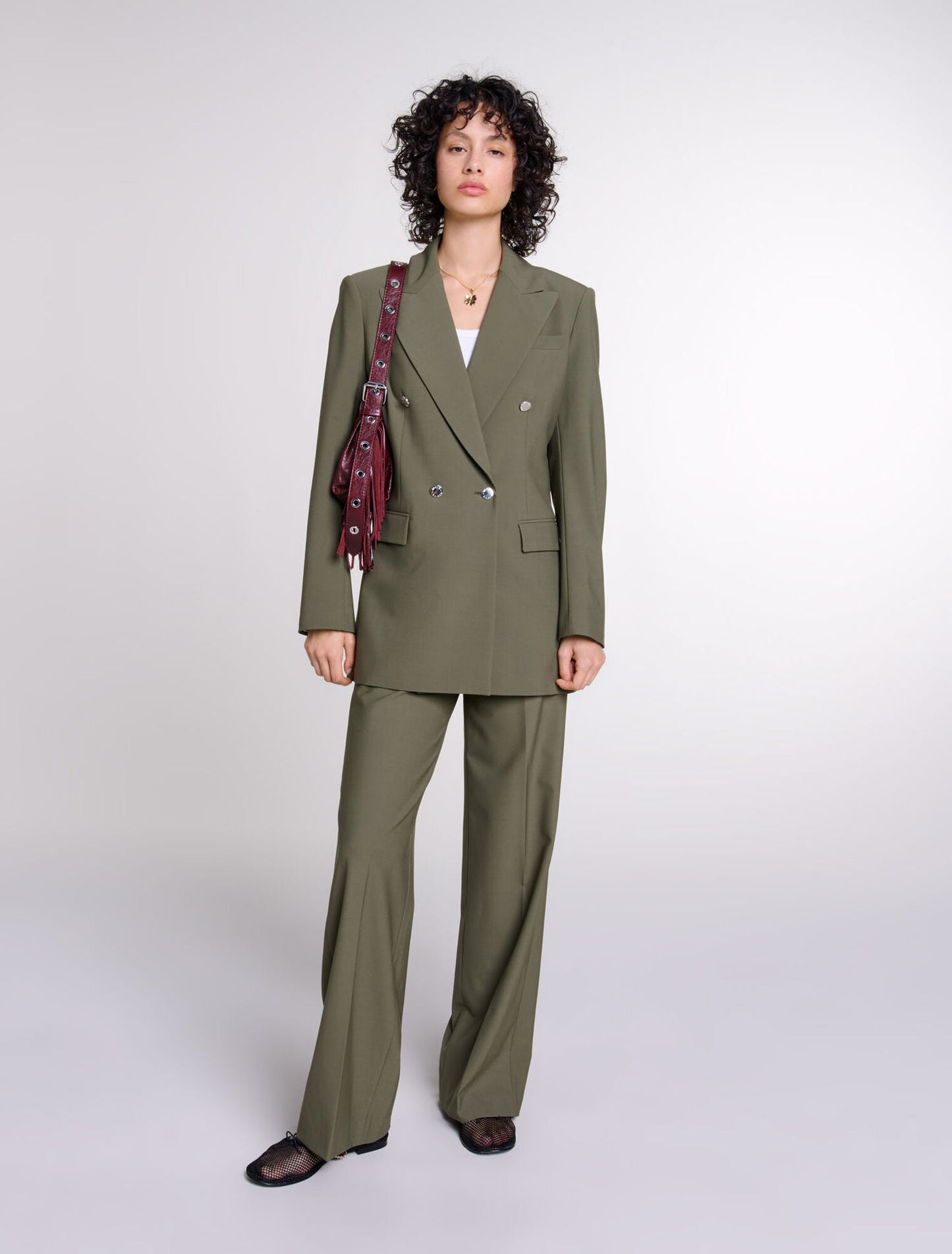 Khaki featured Slim-fit suit jacket