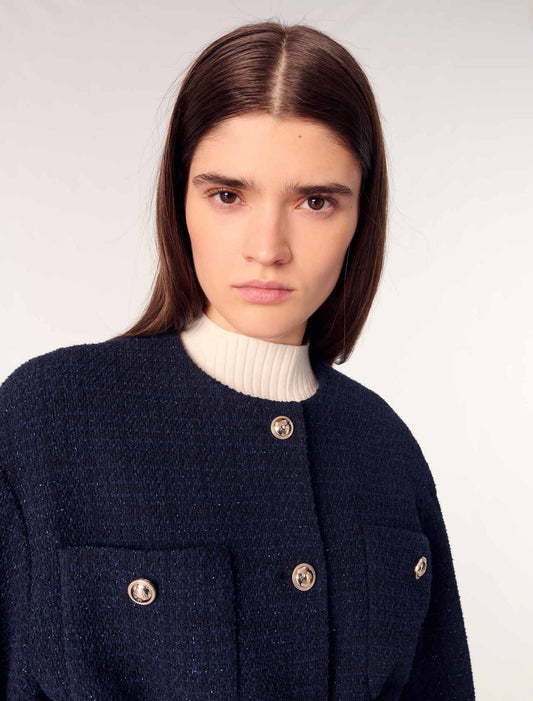 Navy-4-pocket tweed jacket 