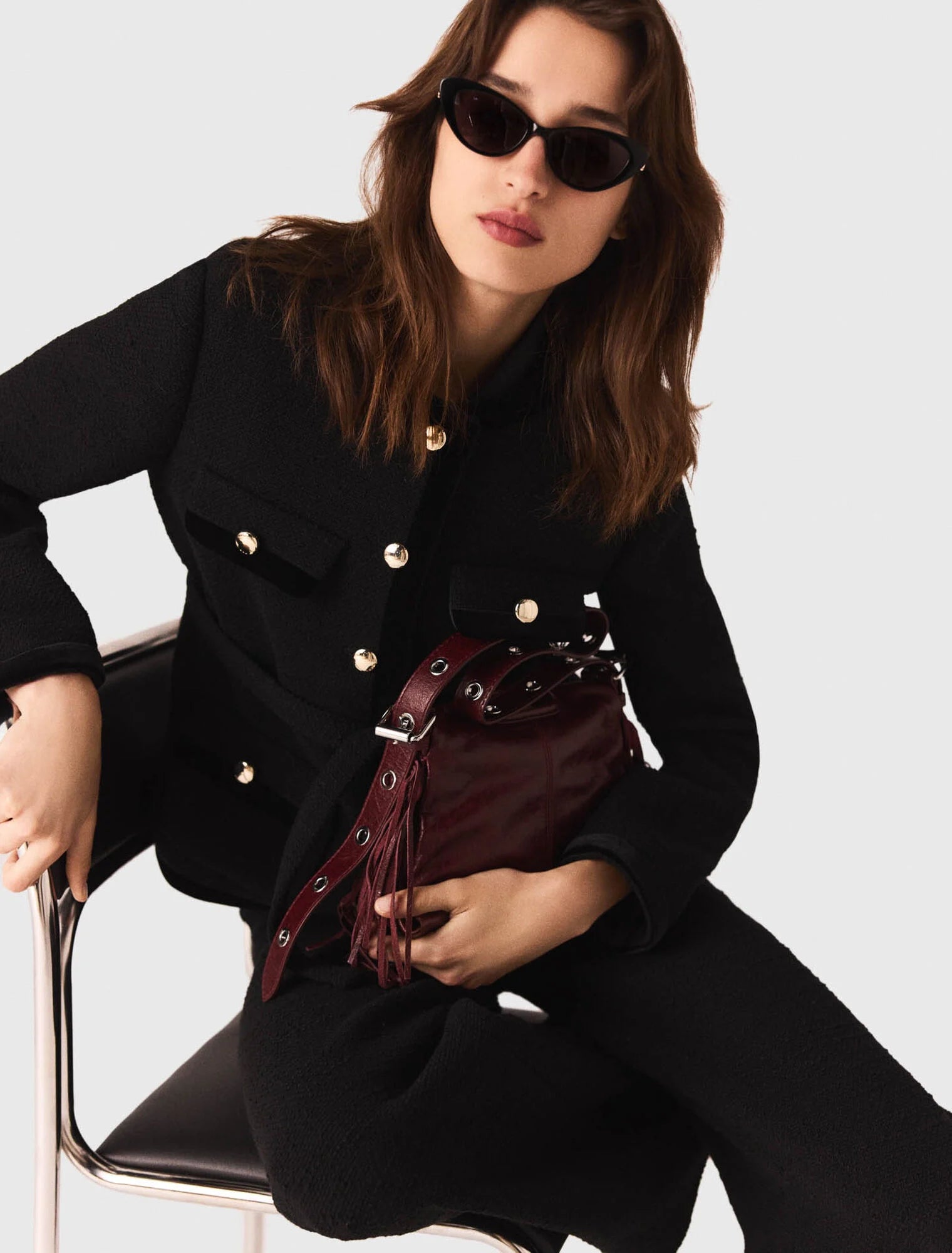 Long tweed jacket Black