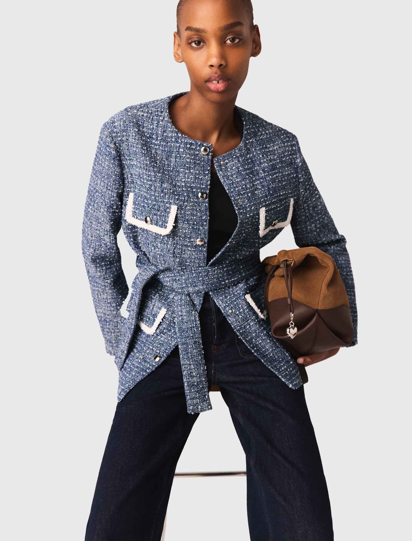 4-Pocket Tweed Jacket BLUE
