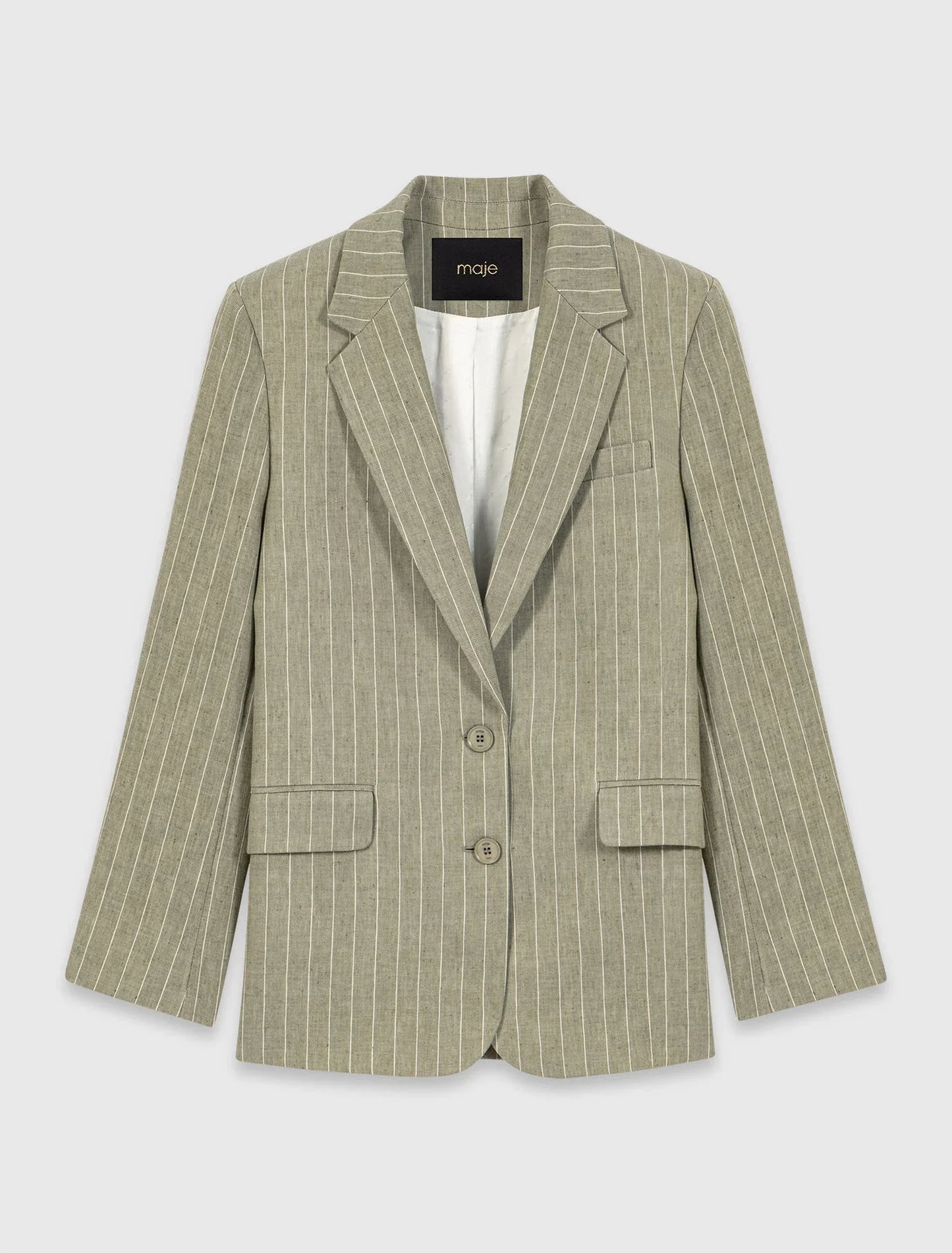 Linen Blend Suit Jacket Khaki