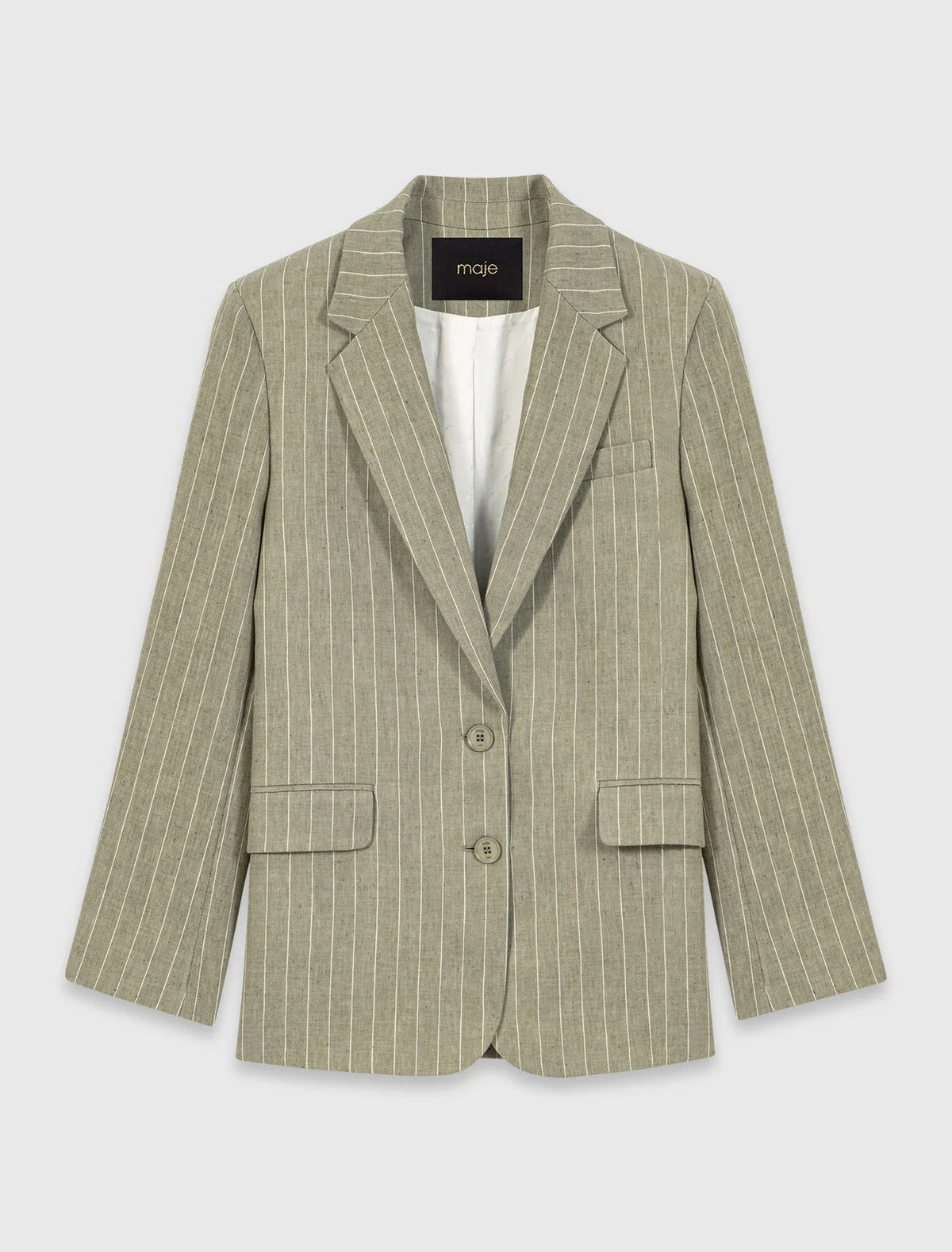 Linen Blend Suit Jacket Khaki