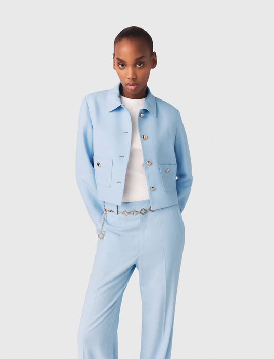 Short Single-Breasted Jacket Blue Sky