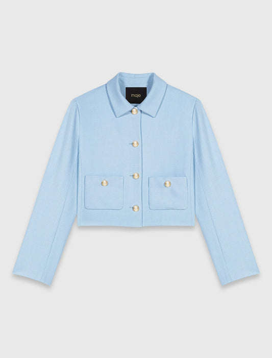 Short Single-Breasted Jacket Blue Sky