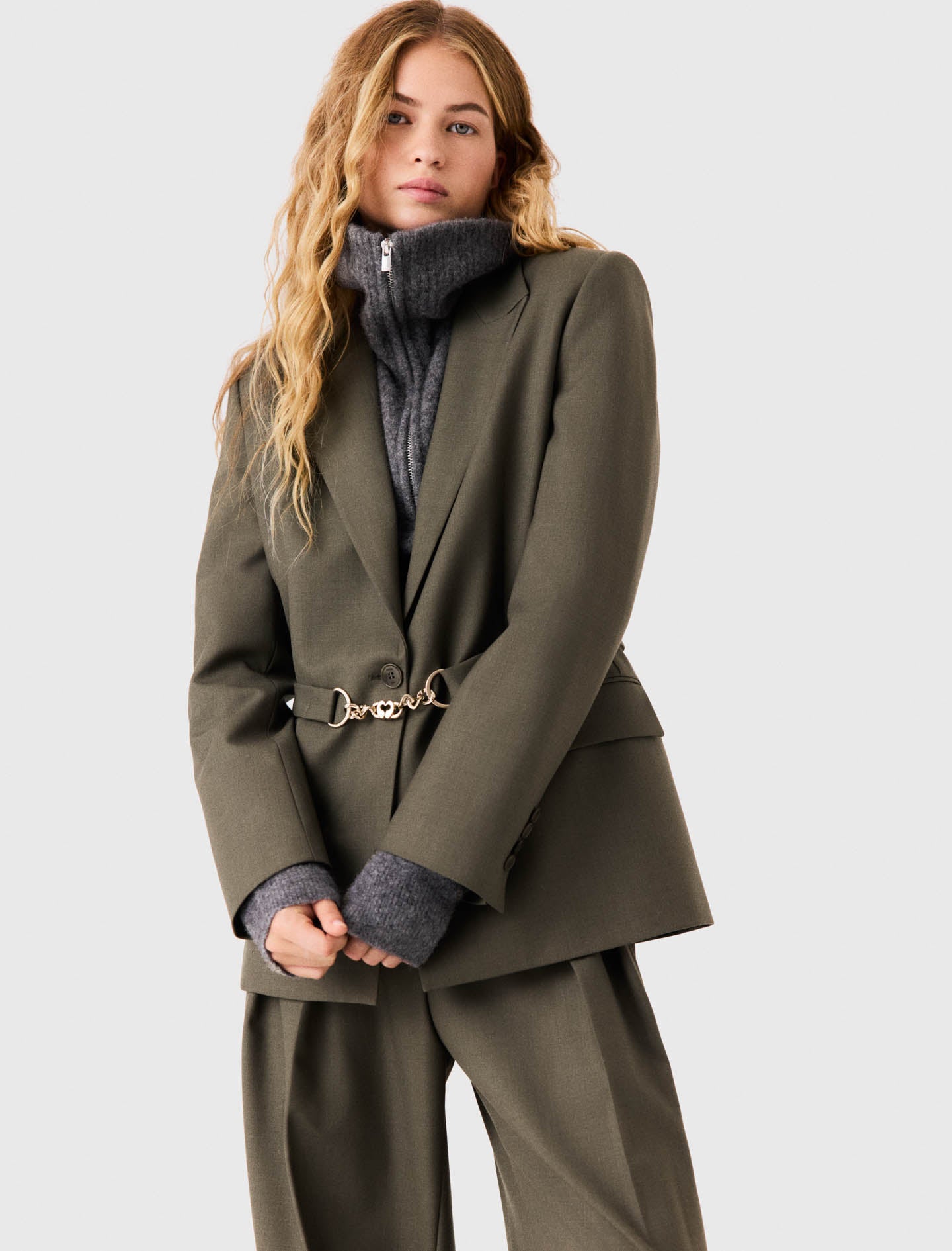 Single-breasted suit jacket Khaki