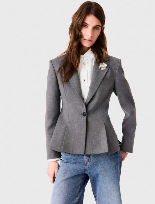 Short Bar-style suit jacket Grey