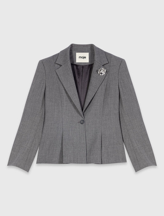 Short Bar-style suit jacket Grey