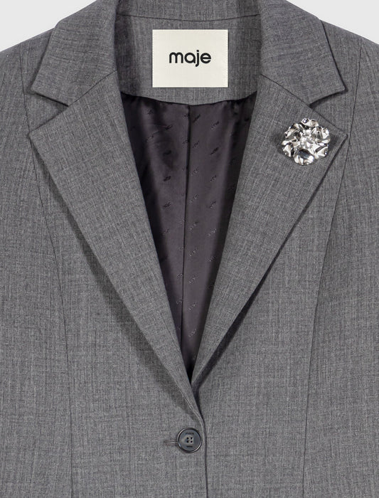 Short Bar-style suit jacket Grey