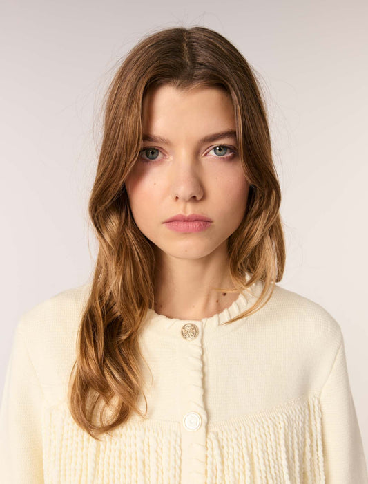 Ecru Rhinestone Detail Cardigan