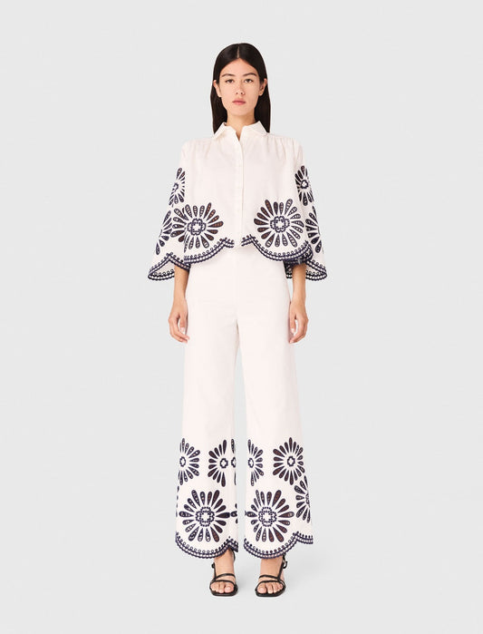 Trousers with crochet detail